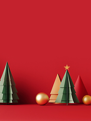 JPG 편집이미지 종이 크리스마스장식 크리스마스 사람없음 장식 빨간색 크리스마스트리 페이퍼아트 디지털합성 별장식 오너먼트 카피스페이스 편집소스 편집실사 AI포토 AI콘텐츠 기념일 별 컬러 공백 CG 파일형식