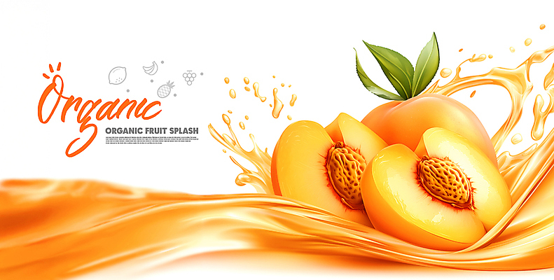 PSD 템플릿 사람없음 주황색 물방울 신선 유기농 복숭아 스플래쉬 이미지템플릿 웰빙 컬러 과일 파일형식