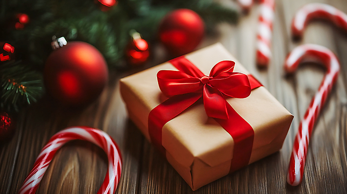 JPG 편집이미지 리본 크리스마스장식 크리스마스 사람없음 빨간색 선물상자 한개 오브젝트 솔잎 지팡이사탕 오너먼트 편집실사 AI포토 AI콘텐츠 1 기념일 컬러 잎 사탕 선물 상자 CG 파일형식