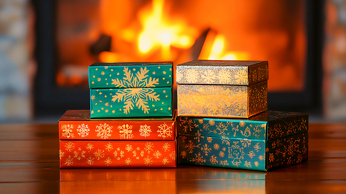 JPG 편집이미지 크리스마스장식 크리스마스 크리스마스선물 사람없음 선물상자 여러개 오브젝트 벽난로 편집실사 AI포토 AI콘텐츠 기념일 다수 선물 상자 CG 파일형식