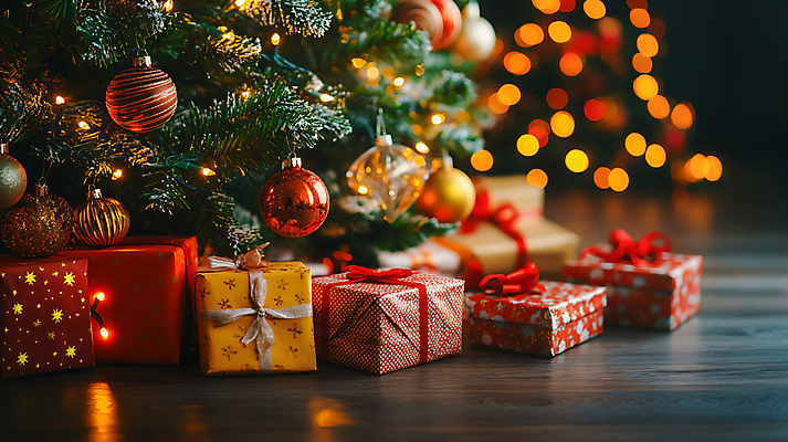 JPG 편집이미지 크리스마스장식 크리스마스 사람없음 선물상자 크리스마스트리 여러개 오브젝트 보케 핀전구 오너먼트 편집실사 AI포토 AI콘텐츠 기념일 다수 전구 선물 상자 CG 파일형식