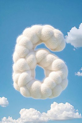 JPG 구름 편집이미지 하늘 타이포그라피 사람없음 숫자 6 디지털합성 양모 편집실사 AI컴퓨터그래픽 AI콘텐츠 자연요소 문자 직물 CG 파일형식