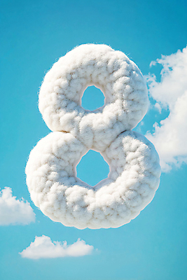 JPG 구름 편집이미지 하늘 타이포그라피 사람없음 숫자 8 디지털합성 양모 편집실사 AI컴퓨터그래픽 AI콘텐츠 자연요소 문자 직물 CG 파일형식