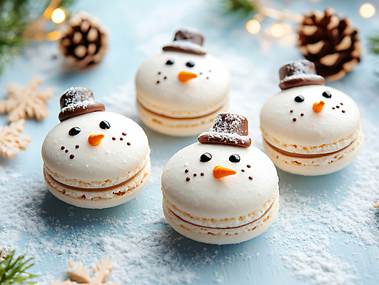 JPG 편집이미지 크리스마스 눈사람 조명 눈꽃 취미 사람없음 제과 디지털합성 홈베이킹 솔방울 마카롱 슈가파우더 편집실사 AI포토 AI콘텐츠 기념일 디저트 눈_날씨 제과제빵 CG 제빵 파일형식