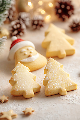 JPG 편집이미지 크리스마스 취미 사람없음 크리스마스트리 산타클로스 쿠키 제과 디지털합성 보케 홈베이킹 솔방울 크리스마스트리모양쿠키 편집실사 AI포토 AI콘텐츠 기념일 디저트 제과제빵 CG 제빵 파일형식