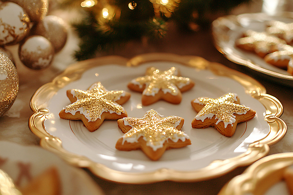 JPG 편집이미지 접시 크리스마스 취미 사람없음 쿠키 제과 디지털합성 홈베이킹 금가루 오너먼트 편집실사 AI포토 AI콘텐츠 식기 기념일 크리스마스장식 디저트 제과제빵 가루 CG 제빵 파일형식