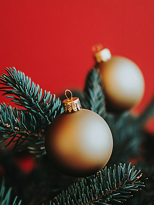 기념일 컬러 잎 크리스마스장식 CG 파일형식 AI콘텐츠 솔잎 빨간색 사람없음 디지털합성 크리스마스 오너먼트 장식 JPG 편집이미지 편집실사 AI포토