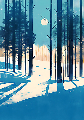 JPG 나무 겨울 일러스트 자연 그림자 풍경 사람없음 햇빛 태양 눈 숲 눈덮임 국내일러스트 AI일러스트 AI콘텐츠 자연요소 식물 계절 컨셉 날씨 생태계 파일형식