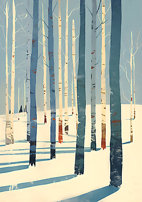 JPG 나무 겨울 일러스트 자연 풍경 사람없음 눈 자작나무 자작나무숲 국내일러스트 AI일러스트 AI콘텐츠 자연요소 식물 계절 날씨 숲 생태계 파일형식