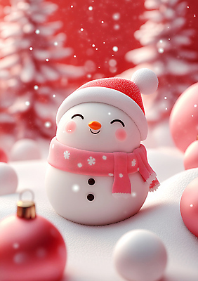 JPG 편집이미지 행복 겨울 산타모자 눈사람 사람없음 빨간색 목도리 기쁨 오너먼트 편집실사 AI컴퓨터그래픽 AI콘텐츠 모자_잡화 잡화 계절 감정 컬러 크리스마스장식 크리스마스 CG 파일형식