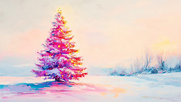 JPG 편집이미지 분홍색 크리스마스 겨울 풍경 사람없음 크리스마스트리 질감 유화 편집실사 계절 기념일 컬러 미술 CG 파일형식