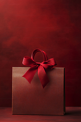 JPG 편집이미지 리본 선물 사람없음 빨간색 쇼핑 쇼핑백 상품 디지털합성 편집실사 AI포토 AI콘텐츠 컬러 가방 CG 파일형식