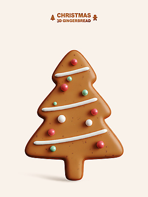 PSD 편집이미지 크리스마스 사람없음 장식 갈색 3D 쿠키 달콤 크림 크리스마스트리모양쿠키 진저쿠키 편집3D 기념일 컬러 디저트 맛 디지털합성 파일형식