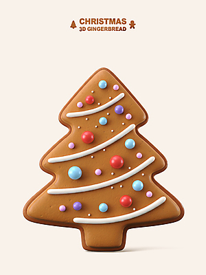 PSD 편집이미지 크리스마스 사람없음 장식 갈색 3D 쿠키 달콤 크리스마스트리모양쿠키 진저쿠키 편집3D 기념일 컬러 디저트 맛 디지털합성 파일형식