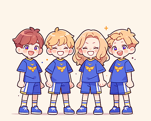 전신 여자 남자 어린이 일러스트 협력 웃음 소녀 소년 여러명 친구 운동 축구 축구복 어린이만 국내일러스트 AI파일 다수 관계 표정 건강 사람 운동복 구기 파일형식 벡터