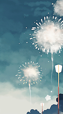 JPG 식물 구름 가로등 일러스트 밤하늘 조명 폭죽 불꽃놀이 풍경 사람없음 빛 국내일러스트 AI일러스트 AI콘텐츠 자연요소 공공시설 놀이 하늘 야간 파일형식