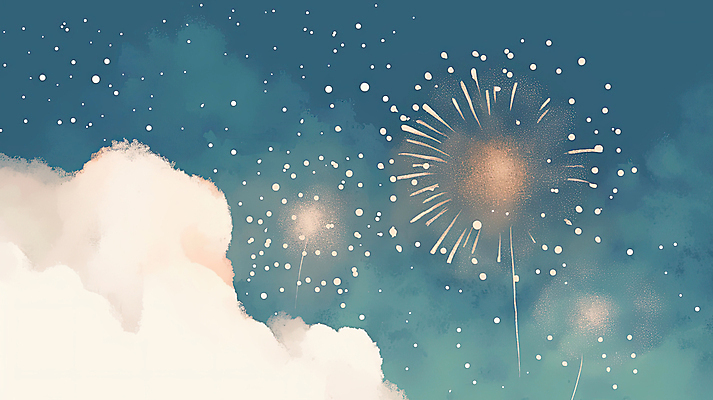 JPG 구름 일러스트 밤하늘 폭죽 불꽃놀이 풍경 사람없음 빛 국내일러스트 AI일러스트 AI콘텐츠 자연요소 놀이 하늘 야간 파일형식