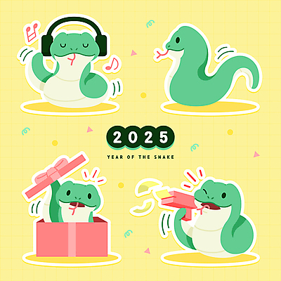 스티커 지폐 일러스트 새해 윙크 사람없음 선물상자 노란색 귀여움 헤드폰 음악감상 십이지신 춤 오픈 뱀 플렉스 머니건 을사년 일러캐릭터 푸른뱀캐릭터 AI파일 캐릭터 컬러 음향기기 컨셉 돈 파충류 문화예술 표정 선물 상자 감상 총 뱀캐릭터 신조어 파일형식 벡터 2025년