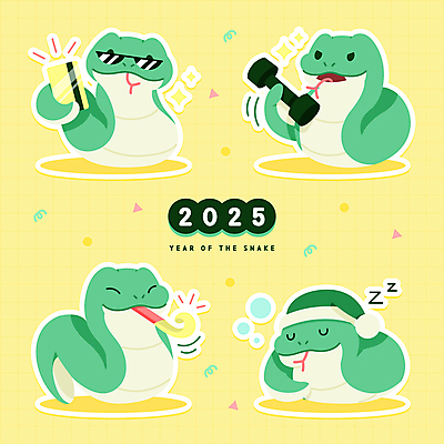 모자 스티커 일러스트 새해 들기 사람없음 반짝임 선글라스 운동 노란색 귀여움 아령 새해인사 십이지신 잠 신용카드 뱀 불기 웅크림 코끼리피리 플렉스 을사년 일러캐릭터 푸른뱀캐릭터 AI파일 캐릭터 잡화 안경 컬러 컨셉 파충류 모션 건강 금융 인사 이벤트용품 뱀캐릭터 신조어 파일형식 벡터 2025년