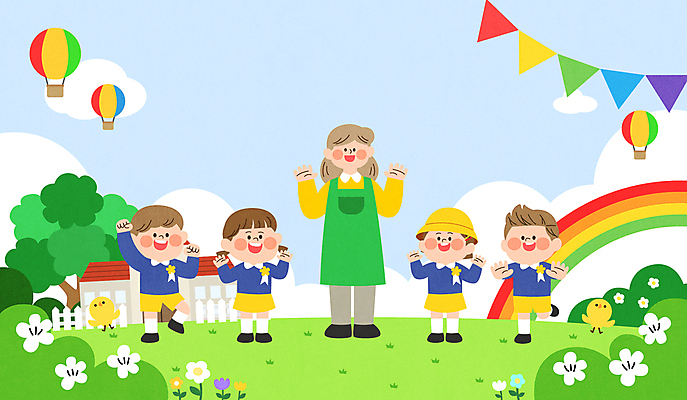 구름 여자 남자 꽃 어린이 무지개 일러스트 병아리 미소 소녀 소년 여러명 성인 손들기 파이팅 앞치마 유치원생 열기구 인사 입학 유치원복 환영 유치원선생님 손뻗기 유치원모자 국내일러스트 AI파일 자연요소 식물 모자_잡화 옷 교육 다수 항공교통 모션 조류 표정 사람 교사 예절 파일형식 벡터