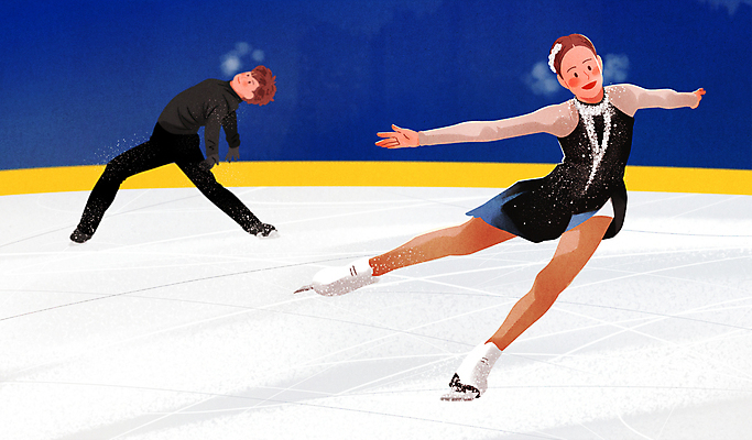 전신 PSD 여자 남자 겨울 일러스트 겨울스포츠 경기 성인 두명 추위 피겨스케이팅 빙판 피겨선수 빙상 아이스링크 성인만 국내일러스트 계절 스포츠 운동선수 사람 스케이팅 파일형식