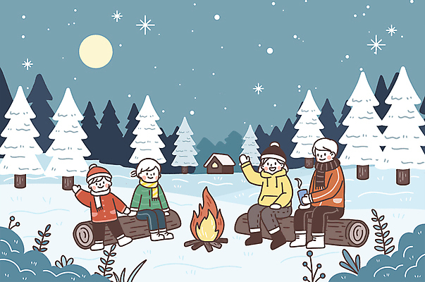 전신 PSD 나무 여자 남자 별 아들 어린이 겨울 일러스트 가족 엄마 주택 털모자 미소 웃음 들기 앉기 소년 여러명 성인 손들기 목도리 달 눈 아빠 야간 숲속 모닥불 통나무 따뜻한음료 쌓인눈 눈내림 국내일러스트 자연요소 식물 모자_잡화 잡화 계절 음료 다수 관계 모션 불 날씨 눈_날씨 표정 사람 건물 숲 파일형식