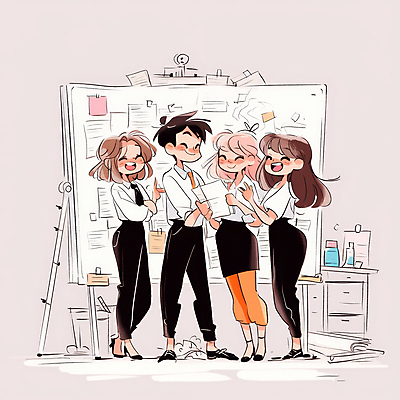 JPG 전신 여자 남자 분홍색 일러스트 회사 비즈니스 협력 들기 여러명 성인 직장인 자신감 문서 화이트보드 프로젝트 성인만 국내일러스트 AI일러스트 AI콘텐츠 직업 감정 컬러 다수 모션 사람 파일형식