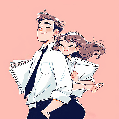 JPG 커플 여자 남자 분홍색 일러스트 비즈니스 협력 사랑 들기 정장 성인 두명 직장인 문서 성인만 국내일러스트 AI일러스트 AI콘텐츠 직업 옷 감정 컬러 관계 모션 사람 파일형식