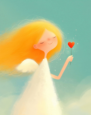 JPG 구름 여자 어린이 하늘색 일러스트 천사 사랑 한명 미소 소녀 상반신 금발 손들기 평화 눈감음 희망 하트 잡기 포근함 순수 천사날개 소녀한명만 국내일러스트 AI일러스트 AI콘텐츠 자연요소 모양 1 헤어스타일 감정 컨셉 날개 모션 표정 사람 파란색 감각 여자한명만 소녀만 파일형식