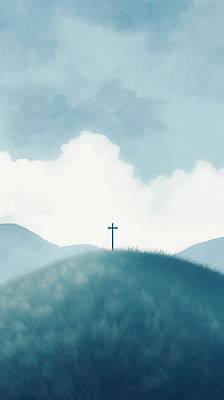 JPG 구름 종교 십자가 일러스트 자연 하늘 산 풍경 사람없음 파란색 평화 축복 국내일러스트 AI일러스트 AI콘텐츠 자연요소 컬러 컨셉 생태계 파일형식