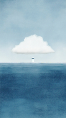 JPG 구름 종교 십자가 일러스트 자연 하늘 풍경 사람없음 파란색 평화 축복 국내일러스트 AI일러스트 AI콘텐츠 자연요소 컬러 컨셉 생태계 파일형식