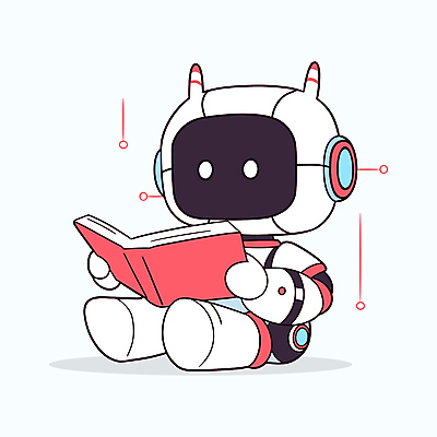 일러스트 미래 앉기 사람없음 빨간색 독서 흰색 읽기 로봇 에듀케이션 책더미 AI_인공지능 국내일러스트 AI파일 교육 컬러 컨셉 모션 책 무더기 파일형식 벡터