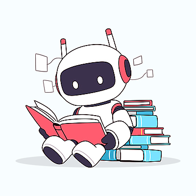 일러스트 미래 앉기 사람없음 빨간색 독서 흰색 읽기 로봇 에듀케이션 책더미 AI_인공지능 국내일러스트 AI파일 교육 컬러 컨셉 모션 책 무더기 파일형식 벡터