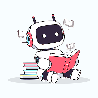 일러스트 미래 앉기 사람없음 빨간색 독서 흰색 읽기 로봇 에듀케이션 책더미 AI_인공지능 국내일러스트 AI파일 교육 컬러 컨셉 모션 책 무더기 파일형식 벡터