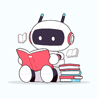 일러스트 미래 앉기 사람없음 빨간색 독서 흰색 읽기 로봇 에듀케이션 책더미 AI_인공지능 국내일러스트 AI파일 교육 컬러 컨셉 모션 책 무더기 파일형식 벡터