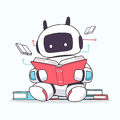 일러스트 미래 앉기 사람없음 빨간색 독서 흰색 읽기 로봇 에듀케이션 책더미 AI_인공지능 국내일러스트 AI파일 교육 컬러 컨셉 모션 책 무더기 파일형식 벡터