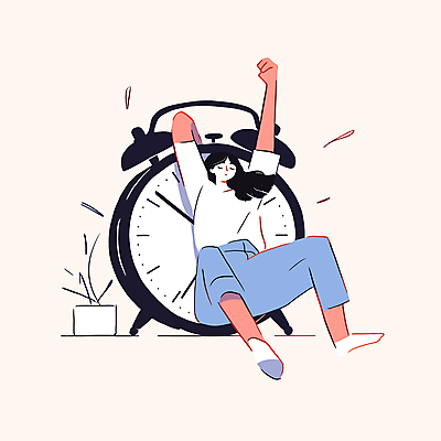 여자 여유 시계 일러스트 휴식 피곤 한명 앉기 성인 눈감음 기댐 자명종 알람 기지개 성인여자한명만 국내일러스트 AI파일 1 감정 컨셉 모션 사람 여자한명만 성인여자만 파일형식 벡터