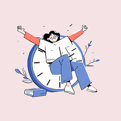 전신 여자 여유 시계 일러스트 휴식 나뭇잎 한명 성인 책 손들기 눈감음 기댐 자유 자명종 알람 기지개 성인여자한명만 국내일러스트 AI파일 1 감정 컨셉 잎 모션 사람 여자한명만 성인여자만 파일형식 벡터