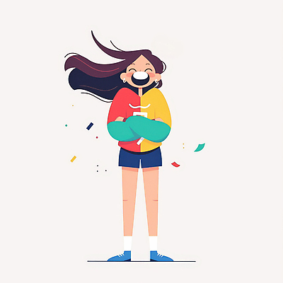 JPG 전신 여자 행복 감정 어린이 일러스트 한명 웃음 소녀 팔짱 즐거움 긍정적 소녀한명만 국내일러스트 AI일러스트 AI콘텐츠 1 모션 표정 사람 여자한명만 소녀만 파일형식