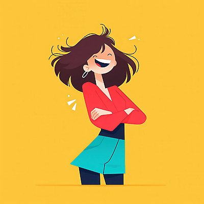 JPG 여자 행복 어린이 일러스트 한명 웃음 소녀 상반신 팔짱 즐거움 긍정적 소녀한명만 국내일러스트 AI일러스트 AI콘텐츠 1 감정 모션 표정 사람 여자한명만 소녀만 파일형식