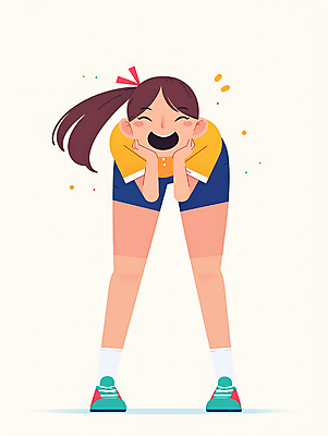 JPG 전신 여자 행복 리본 어린이 일러스트 허리숙이기 한명 웃음 소녀 운동복 즐거움 긍정적 소녀한명만 국내일러스트 AI일러스트 AI콘텐츠 1 옷 감정 표정 숙이기 사람 여자한명만 소녀만 파일형식