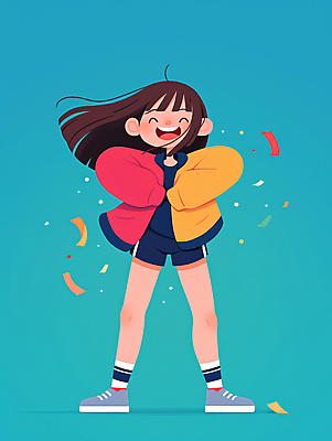 JPG 전신 여자 행복 어린이 일러스트 팔벌리기 한명 웃음 소녀 즐거움 꽃가루 긍정적 소녀한명만 국내일러스트 AI일러스트 AI콘텐츠 1 감정 모션 표정 사람 가루 여자한명만 소녀만 파일형식