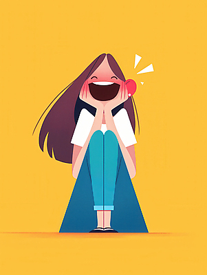 JPG 전신 여자 행복 어린이 일러스트 한명 웃음 앉기 소녀 기쁨 즐거움 웅크림 긍정적 소녀한명만 국내일러스트 AI일러스트 AI콘텐츠 1 감정 모션 표정 사람 여자한명만 소녀만 파일형식