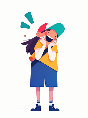 JPG 전신 모자 여자 행복 어린이 일러스트 한명 웃음 소녀 즐거움 감동 긍정적 소녀한명만 국내일러스트 AI일러스트 AI콘텐츠 1 잡화 감정 표정 사람 여자한명만 소녀만 파일형식