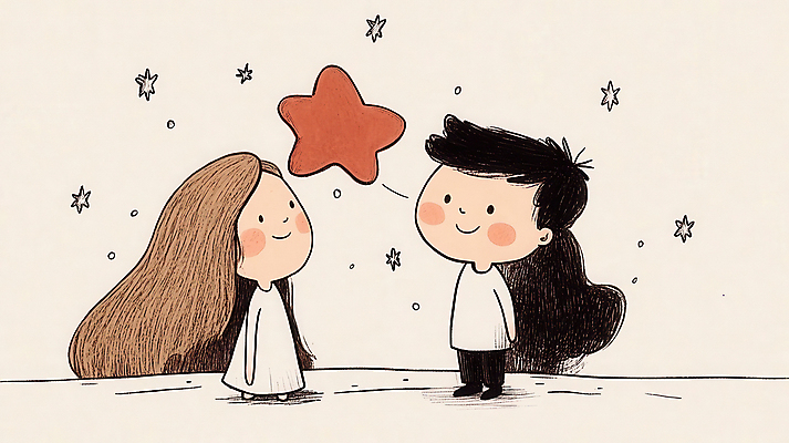 JPG 전신 여자 남자 별 어린이 일러스트 밤하늘 동화 미소 소녀 소년 두명 평화 꿈 감성 어린이만 국내일러스트 AI일러스트 AI콘텐츠 자연요소 컨셉 하늘 표정 사람 야간 파일형식