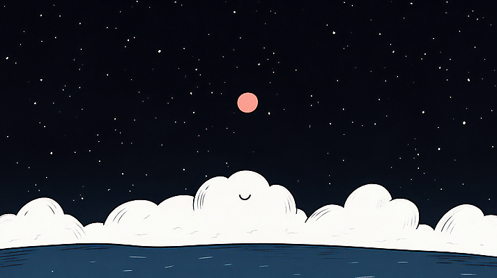 JPG 구름 일러스트 밤하늘 동화 사람없음 평화 검은색 고요 꿈 감성 국내일러스트 AI일러스트 AI콘텐츠 자연요소 컬러 컨셉 하늘 야간 파일형식