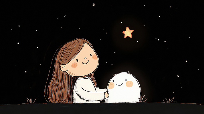 JPG 구름 여자 어린이 일러스트 안기 밤하늘 동화 한명 미소 소녀 잔디 평화 검은색 꿈 감성 소녀한명만 국내일러스트 AI일러스트 AI콘텐츠 자연요소 식물 1 컬러 컨셉 모션 하늘 표정 사람 야간 여자한명만 소녀만 파일형식