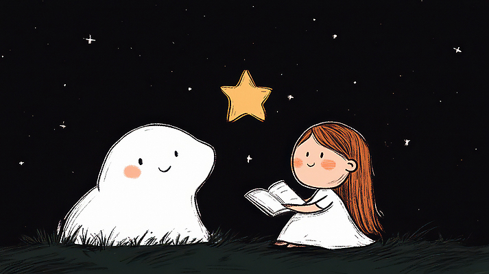 JPG 전신 구름 여자 별 어린이 일러스트 밤하늘 동화 대화 한명 들기 소녀 책 독서 평화 검은색 꿈 감성 소녀한명만 국내일러스트 AI일러스트 AI콘텐츠 자연요소 1 컬러 컨셉 모션 하늘 말하기 사람 야간 여자한명만 소녀만 파일형식
