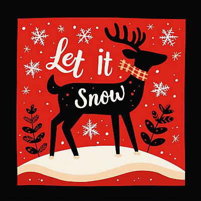 JPG 한마리 잎 크리스마스 겨울 일러스트 눈꽃 사람없음 빨간색 목도리 눈 눈송이 순록 홀리데이 국내일러스트 AI일러스트 AI콘텐츠 자연요소 식물 1 잡화 계절 기념일 컬러 날씨 휴가 눈_날씨 파일형식