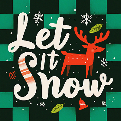 JPG 한마리 잎 크리스마스 겨울 일러스트 눈꽃 사람없음 초록색 눈 눈송이 체크무늬 순록 홀리데이 국내일러스트 AI일러스트 AI콘텐츠 자연요소 식물 1 계절 기념일 컬러 무늬 날씨 휴가 눈_날씨 파일형식